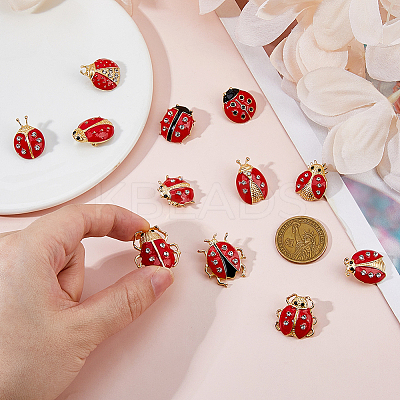 1 Bag Ladybug Enamel Pins JEWB-FH0002-56-1