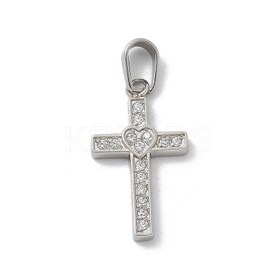 304 Stainless Steel Micro Pave Cubic Zirconia Pendants STAS-Z107-08P-07-1