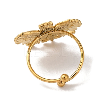 Ion Plating(IP) 304 Stainless Steel Eagle Open Cuff Rings for Women RJEW-M167-01G-1