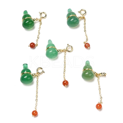 Natural Green & Red Agate Gourd Pendant Decorations G-K341-14G-1