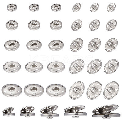 75 Sets 5 Style 202 Stainless Steel Snap Buttons BUTT-UN0001-20-1