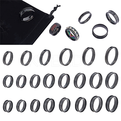 22Pcs 22 Style 201 & 304 Stainless Steel Grooved Finger Ring Settings STAS-UN0044-14-1