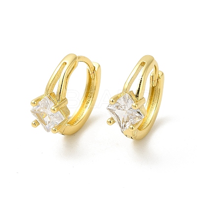 Cubic Zirconia Rhombus Hoop Earrings EJEW-E270-34G-1