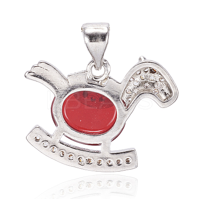 Brass Cubic Zirconia Pendants ZIRC-P054-11-1