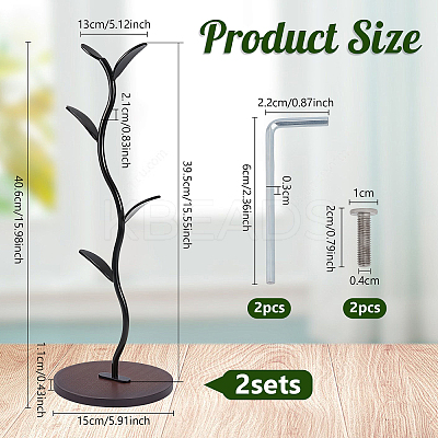 2Pcs Bamboo & Iron Mug Holder AJEW-WA0003-71-1