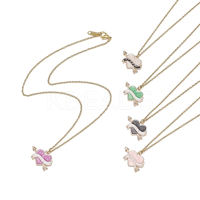5Pcs 5 Color One Arrow Through the Heart Alloy Enamel Pendant Necklaces Set NJEW-JN04320-1