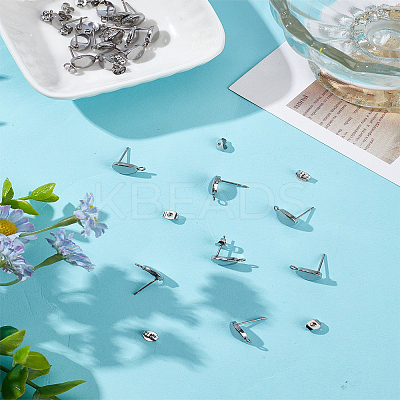 20Pcs 201 Stainless Steel Stud Earring Findings STAS-LP0004-08-1