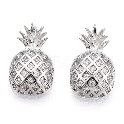 Rhodium Plated 925 Sterling Silver Micro Pave Cubic Zirconia Pendants STER-T004-59P-1