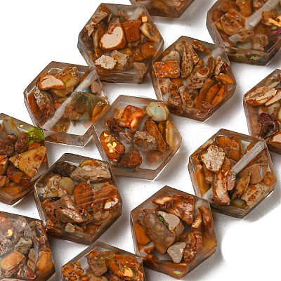 Dyed Natural Imperial Jasper with Resin Beads Strands G-G083-D04-01-1