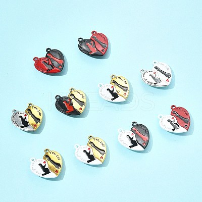 10 Bags Spray Painted Alloy Red and Black Enamel Split Pendants FIND-FS0004-21-1