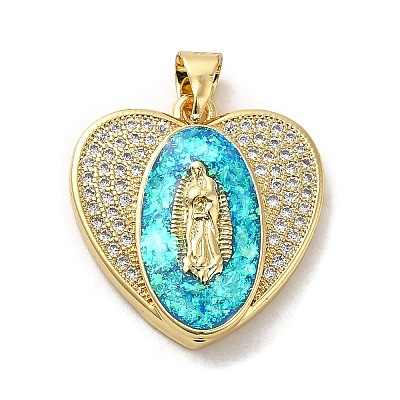 Rack Plating Brass Micro Pave Cubic Zirconia with Synthetic Opal Pendants KK-D088-30G-1