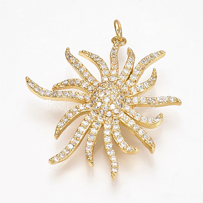 Brass Micro Pave Cubic Zirconia Pendants ZIRC-T004-21G-1