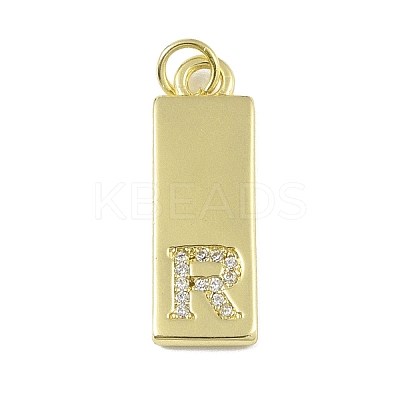 Brass Micro Pave Clear Cubic Zirconia Pendants KK-P266-06G-R-1