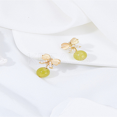 1 Pair Zinc Alloy Glass Dangle Stud Earrings EJEW-LP0007-045-1