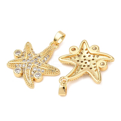 Brass Micro Pave Clear Cubic Zirconia Pendants KK-G543-09G-03-1