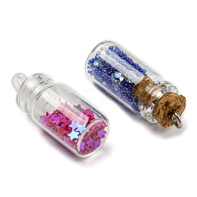Glass Bottle Pendants GLAA-XCP0001-19-1