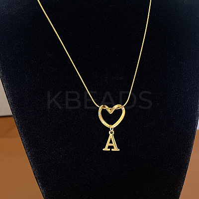 304 Stainless Steel Heart with Initial Pendant Necklaces for Women FS-WG4DC9E-01-1