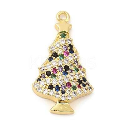 Rack Plating Brass Pave Cubic Zirconia Pendants KK-R150-07G-1