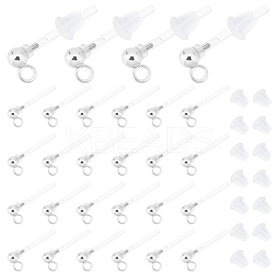 50Pcs Transparent Painless Prevent Allergy Resin Stud Earring Findings with Stainless Steel Findings KY-DC0001-03-1