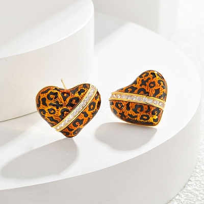 Brass Micro Pave Cubic Zirconia Leopard Stud Earrings EJEW-U055-13A-G-1