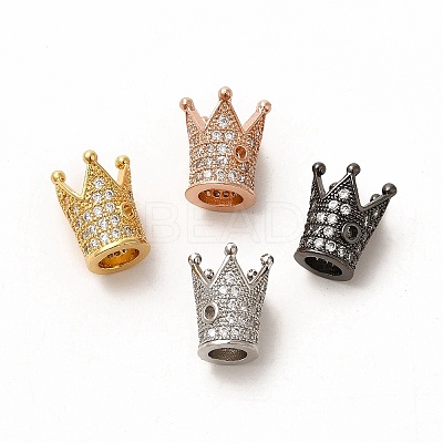 Rack Plating Brass Micro Pave Cubic Zirconia Beads ZIRC-C043-01-1