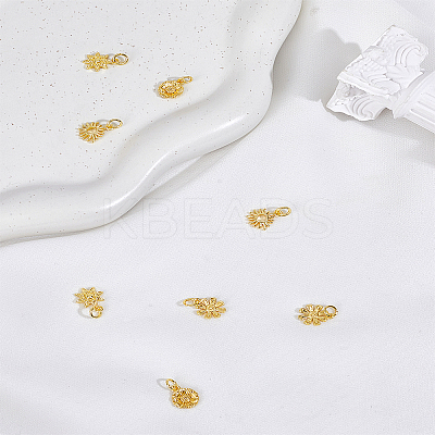 8Pcs 4 Styles Brass Charms KK-LP0004-12G-1