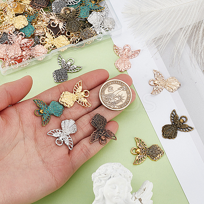 54Pcs 9 Styles Tibetan Style Alloy Pendants FIND-GA0005-47-1