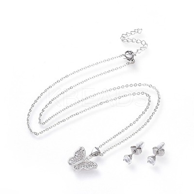 304 Stainless Steel Jewelry Sets SJEW-F211-04-P-1