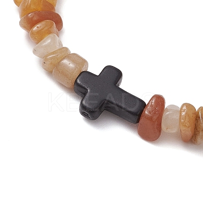 Natural Red Aventurine Chips Stretch Bracelets for Women Men BJEW-JB11341-02-1