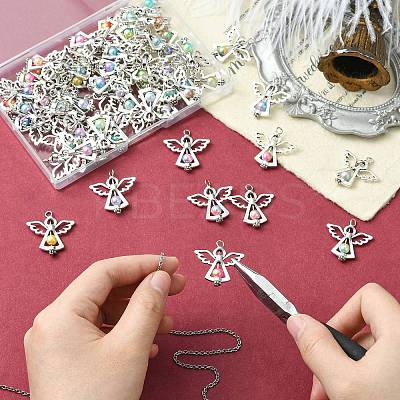 60Pcs 10 Colors Acrylic Pendants PALLOY-CJ00098-1