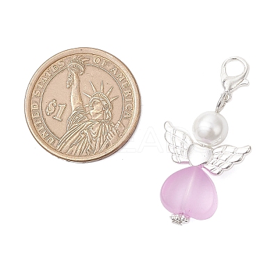 Heart Angel Acrylic & Glass Pendant Decorations HJEW-JM03557-1