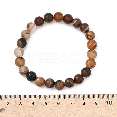 Natural Striped Agate/Banded Agate Beaded Stretch Bracelets BJEW-Q692-03I-1