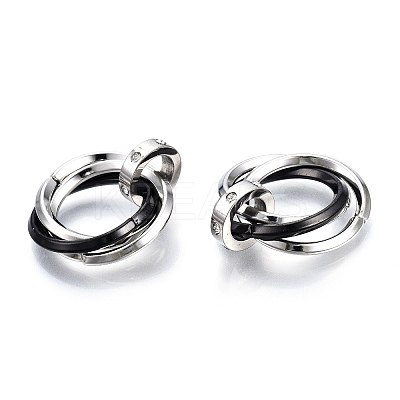 Ion Plating(IP) 201 Stainless Steel Interlocking Ring Pendants LS-STAS-N099-01B-1