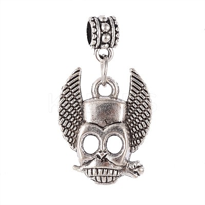 Skull Tibetan Style Alloy European Dangle Charms PALLOY-I116-35AS-1