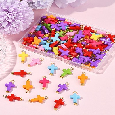 100Pcs Acrylic Pendant PALLOY-FS00039-01-1