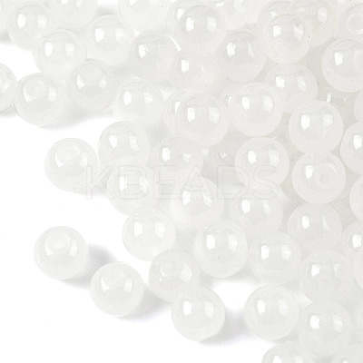 2 Strands Baking Paint Imitation Jade Glass Round Bead Strands DGLA-FS0001-20B-1