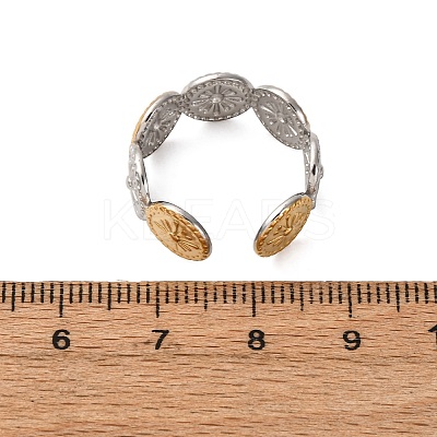 304 Stainless Steel Double Color Cuff Rings RJEW-S635-01GP-Y-1