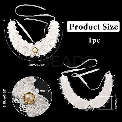 Plastic Pearl & Crystal Rhinestone Flower Colllar AJEW-WH0326-08A-1