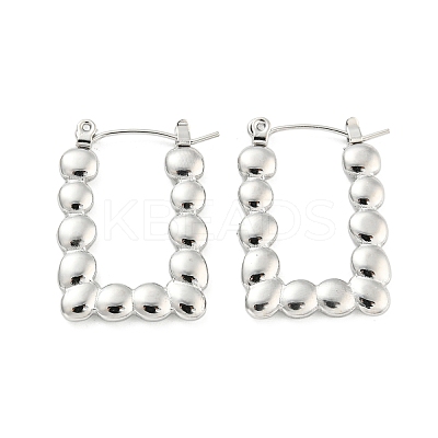 Non-Tarnish Rectangle Bubble 304 Stainless Steel Hoop Earrings for Women EJEW-C067-09P-1
