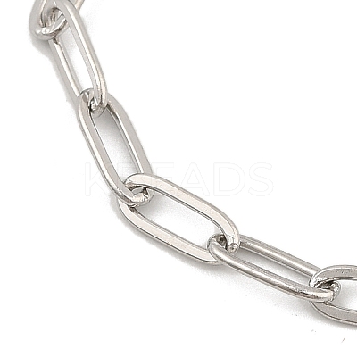 304 Stainless Steel Paperclip Chain Bracelets for Women BJEW-C046-02P-1