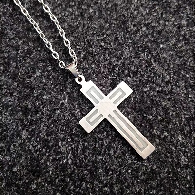 Luminous Glow in the Dark Stainless Steel Cross Pendant Necklace LS-PW-WG31976-01-1