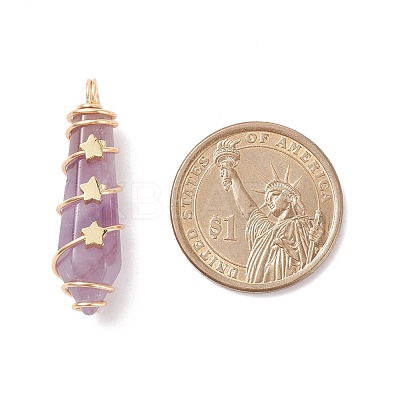 Natural Mixed Stone Pointed Pendants PALLOY-JF01703-1