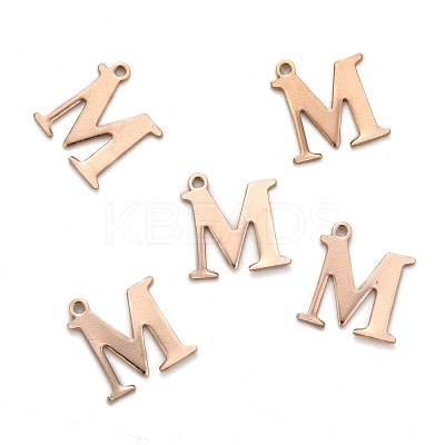 Ion Plating(IP) 304 Stainless Steel Alphabet Charms STAS-H122-M-RG-1