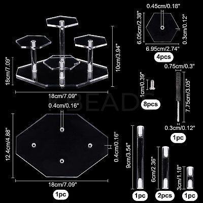 4-Tier Transparent Acrylic Model Toy Assembled Holders ODIS-WH0034-05A-1