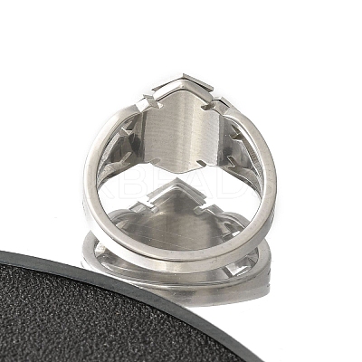 Textured Rhombus 304 Stainless Steel Finger Ring for Women RJEW-L126-06B-P-1