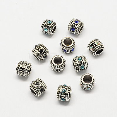 Alloy Rhinestone Rondelle Large Hole European Beads MPDL-R036-27-1