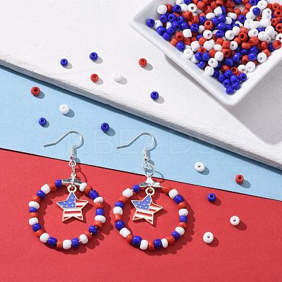 300G 6500pcs 3 Colors Independence Day Glass Seed Beads SEED-LS0001-01-1