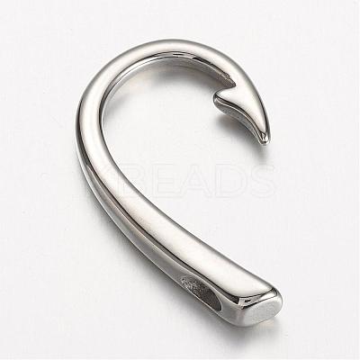 Tarnish Resistant 304 Stainless Steel Hook Clasps STAS-D166-90P-1