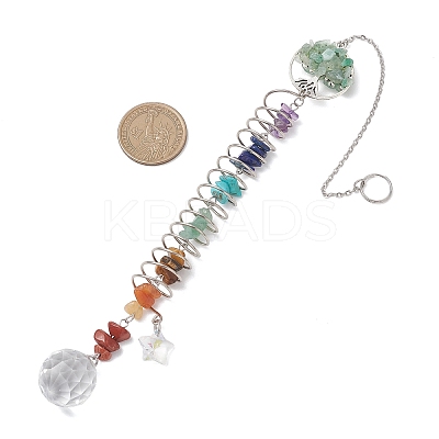 Gemstone Glass Sun Catcher Pendant HJEW-JM04656-1
