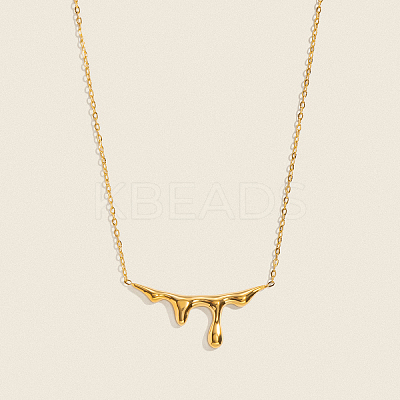 Minimalist 304 Stainless Steel Lava Shape Pendant Necklaces for Women EJ9264-1-1